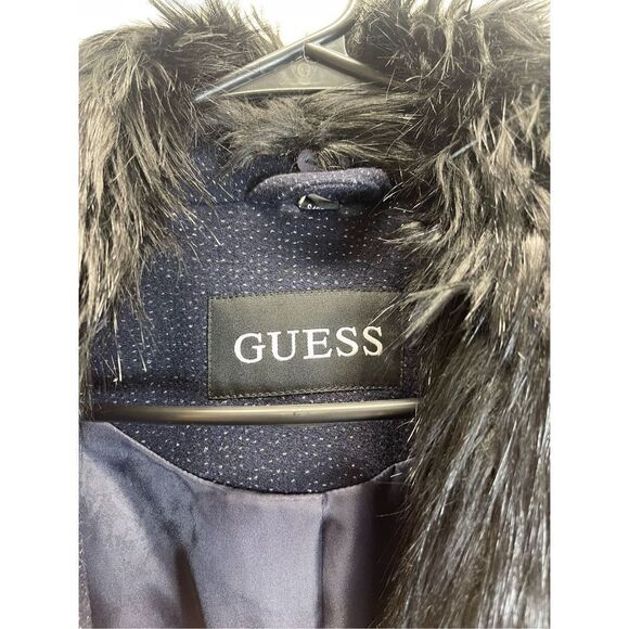 Guess - Faux-Fur-Collar Belted Walker Coat - Picture 4 of 9